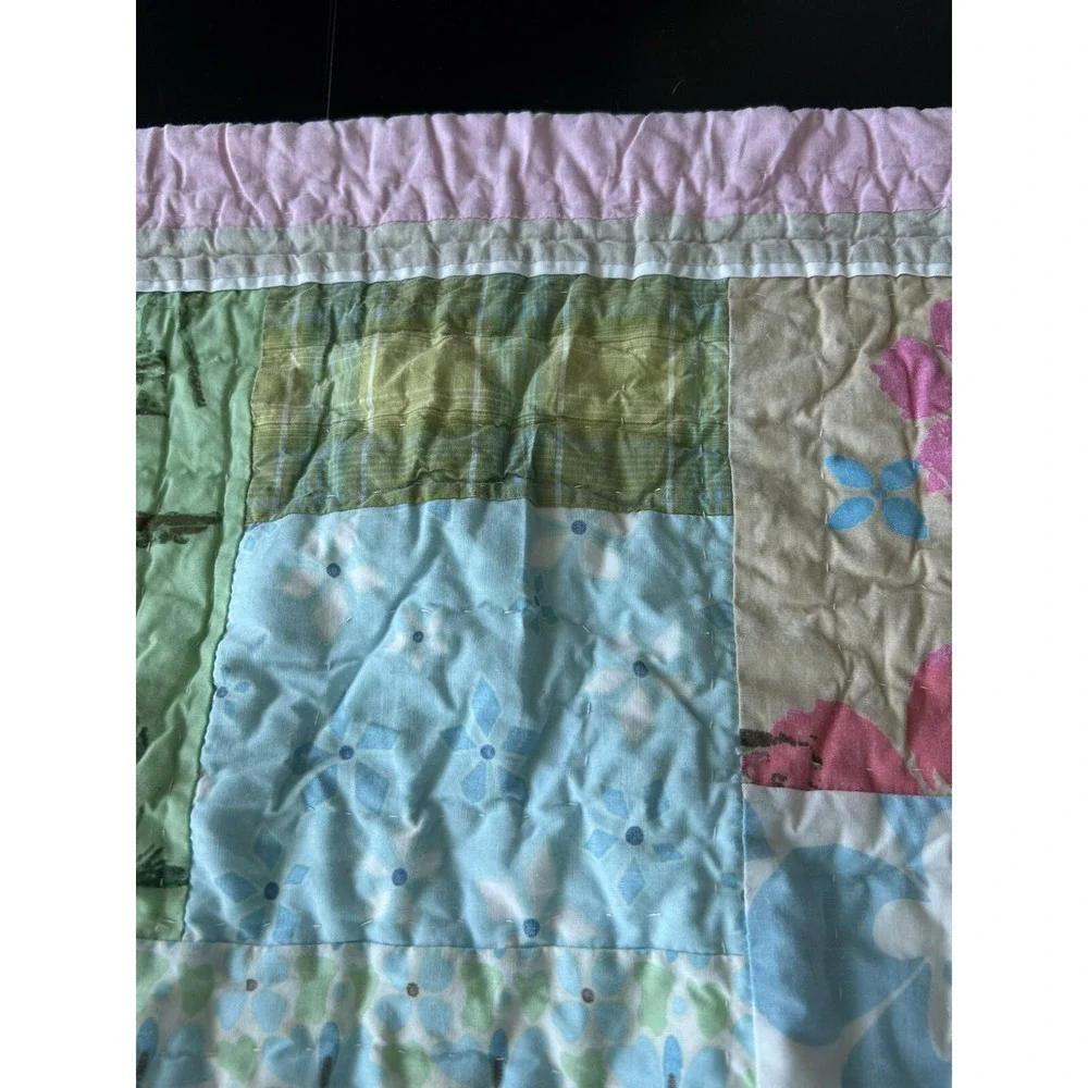 PB Teen Euro Sham Quilted Pastel Florals And Stripes European Pillow Sham